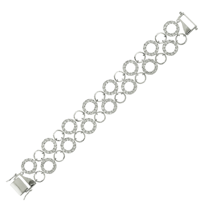 Picture of Double Layer Mix CZ Circle Round Link Bracelet Rhodium Plated