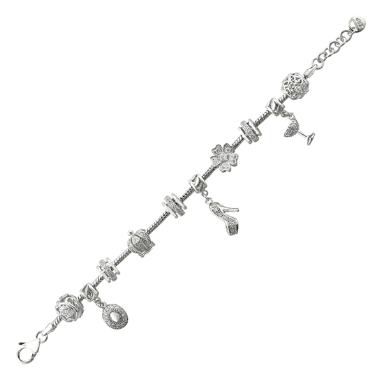 Picture of CZ Diva Fashion Charm Bracelet Rhodium Plated