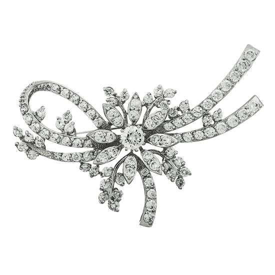 Picture of Classic Flower Brooch Corsage Rhodium Plated