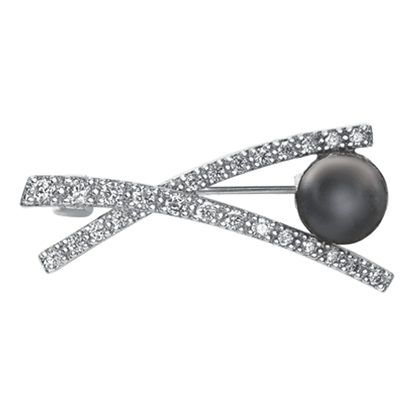 Picture of Small Criss Cross Brooch Rhodium Plated