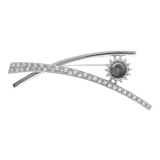 Picture of Large Criss Cross Brooch Rhodium Plated