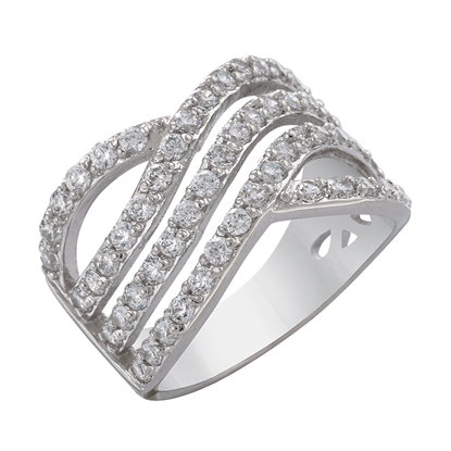 Picture of Triple Wavy Statement Ring Rhodium Plated