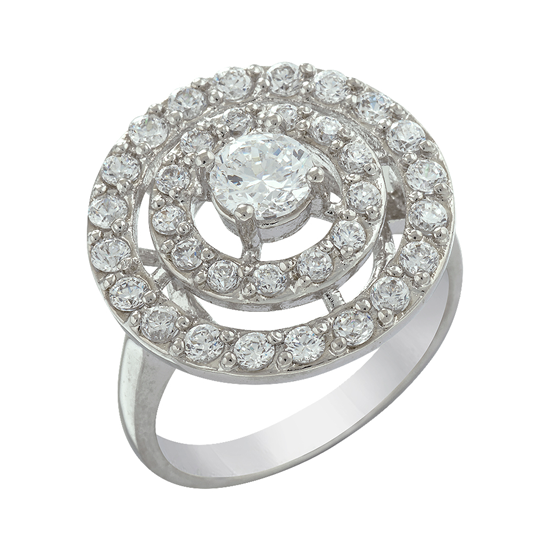 Picture of Double Halo Ring Rhodium Plated