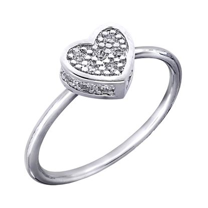 Picture of Petite Pave Heart Ring Rhodium Plated