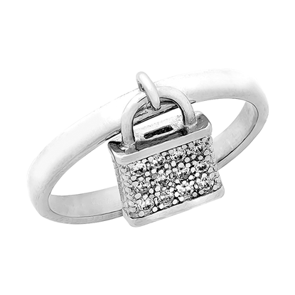 Picture of Classic Padlock Ring Rhodium Plated