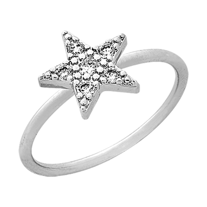 Picture of Petite CZ Star Ring Rhodium Plated