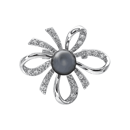 Picture of Small Modern Ribbon Brooch Rhodium Plated
