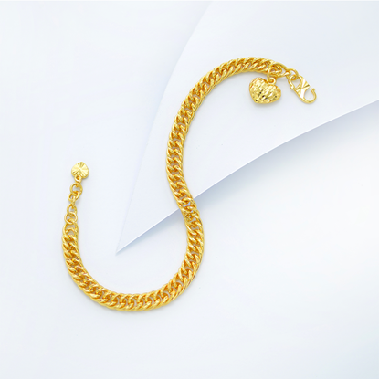 Picture of Bold Curb Chain Bracelet Gold Plated with Textured Heart (Lipan)