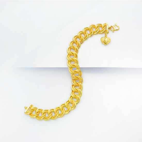 Picture of Double Link Chain Bracelet with Heart Charm Gold Plated (Coco)