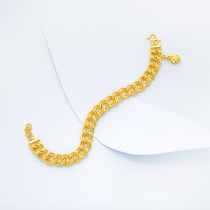 Picture of Bold Double Link Chain Bracelet Gold Plated for Kids