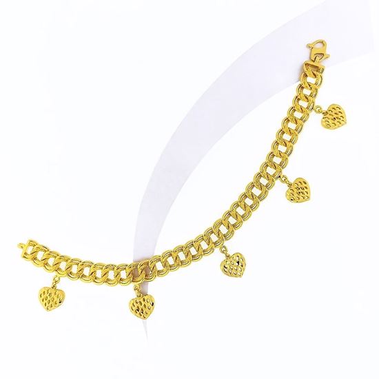 Picture of Heart Double Link Chain Bracelet Gold Plated (Coco Love)