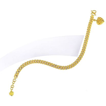 Picture of Bold Cuban Chain Bracelet Gold Plated with Heart Charm (Gajah)