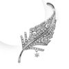 Picture of Large CZ Feather Brooch Rhodium Plated