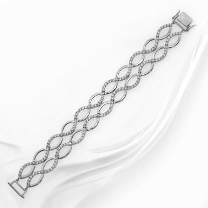 Picture of Double CZ Infinity Link Bracelet Rhodium Plated (16.5cm)