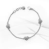 Picture of Triple CZ Petite Heart Bracelet Rhodium Plated