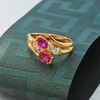 Picture of Double Red CZ Bypass Ring Gold Plated