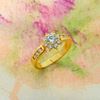 Picture of CZ Floral Ring Gold Plated with Channel CZ