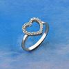 Picture of CZ Outlined Open Heart Ring Rhodium Plated