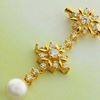 Picture of Mini Star Brooch Gold Plated with Dangle White Pearl