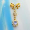 Picture of Dainty Bow Brooch Gold Plated with Dangling CZ Flower