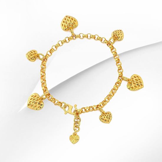 Picture of Caged Heart Cable Chain Bracelet Gold Plated (Kendi Love)