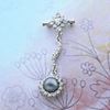 Picture of Sun Dangle Drop Brooch Rhodium Plated with Black Pearl