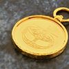 Picture of Small Vintage Hibiscus Coin Pendant Gold Plated