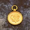 Picture of Small Vintage Hibiscus Coin Pendant Gold Plated