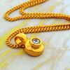 Picture of CZ Bezel Round Pendant Necklace Gold Plated