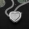 Picture of Petite Pave Heart Necklace Rhodium plated