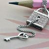 Picture of Love Lock and Key Necklace Rhodium Plated