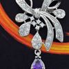 Picture of Small Ribbon Bow Drop Dangle Brooch Rhodium Plated