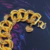 Picture of Mix Chunky Double Link Cuban Chain Bracelet Gold Plated (Coco-Donut) (16.5cm)