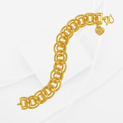 Picture of Double Link Chain Bracelet Gold Plated with Heart Charm (Coco Italia)