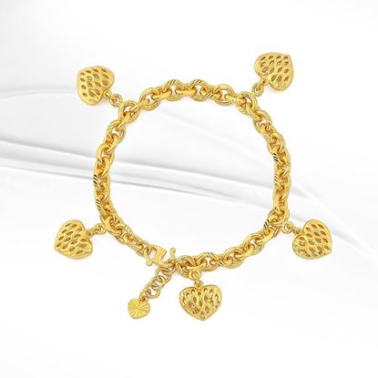 Picture of Heart Belcher Chain Bracelet Gold Plated (Sauh Love) (16-17cm)