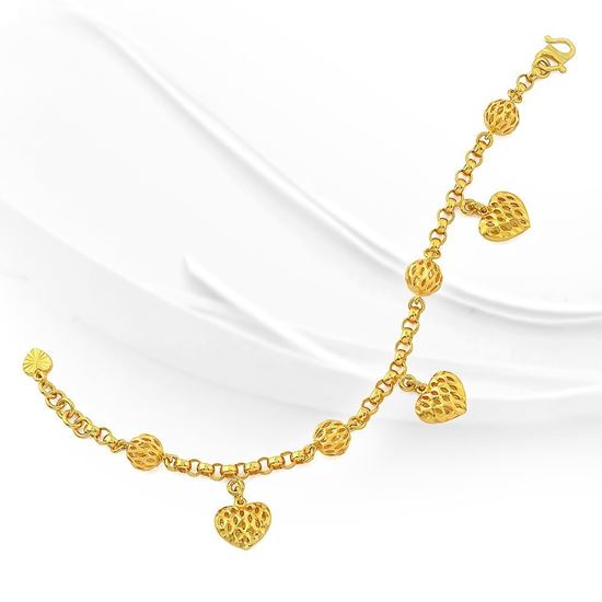 Picture of Beads and Heart Chain Bracelet Gold Plated (Kendi Love Bola)