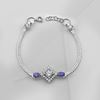 Picture of Purple CZ Rhombus Hijab Mask Connector Bracelet Rhodium Plated