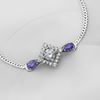 Picture of Purple CZ Rhombus Hijab Mask Connector Bracelet Rhodium Plated