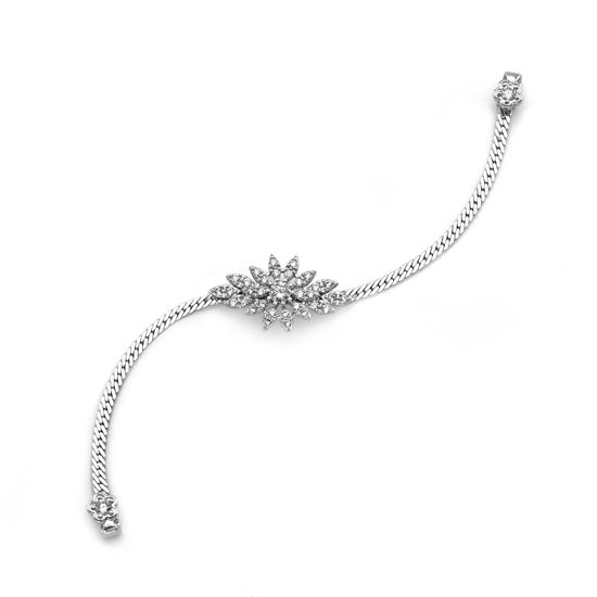 Picture of CZ Blooming Flower Hijab Mask Connector Bracelet Rhodium Plated