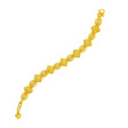 Picture of Rhombus Square Link Bracelet Gold Plated for Kids (13-14cm)