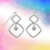 Picture of Triple Square Hijab Drop Earrings Rhodium Plated