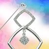 Picture of Triple Geometric Square Hijab Drop Earrings Rhodium Plated