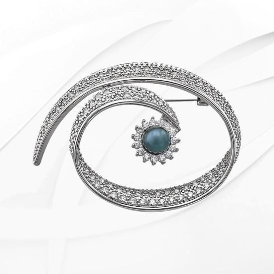 Picture of Large Spiral Brooch Rhodium Plated