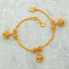Picture of Dangle Heart Curb Chain Bracelet Gold Plated with Bead Balls (15.5-16.5cm)