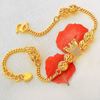 Picture of Royal Crown Curb Chain Bracelet Gold Plated with Bead Ball (15.5-16.5cm)