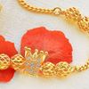 Picture of Royal Crown Curb Chain Bracelet Gold Plated with Bead Ball