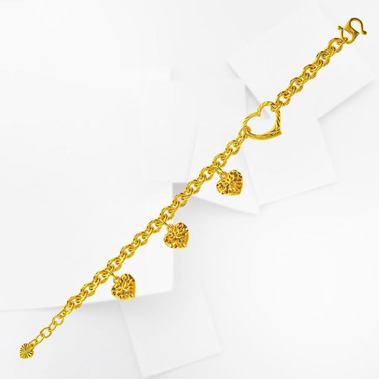 Picture of Mixed Heart Chain Bracelet Gold Plated