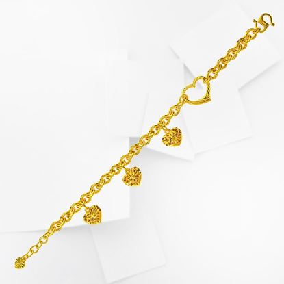 Picture of Mixed Heart Chain Bracelet Gold Plated (17.5-18.5cm)