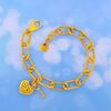 Picture of Heart Lock Key Paperclip Chain Bracelet Gold Plated