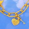 Picture of Heart Lock Key Paperclip Chain Bracelet Gold Plated